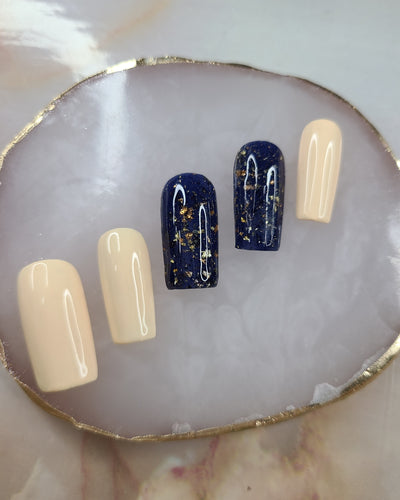Gilded Blues - Ritzi Beauty Co. -Press On Nails